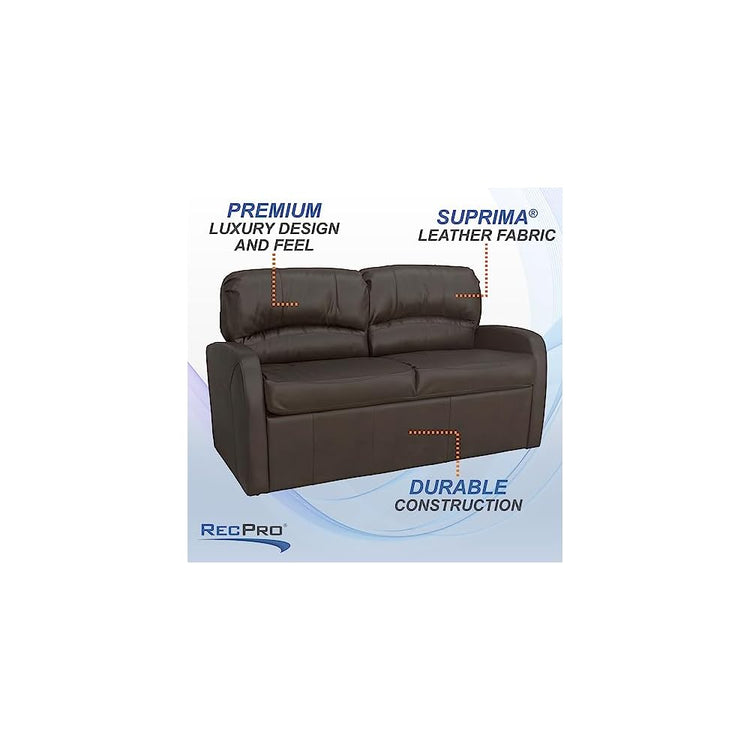 RecPro Charles 65" Jack Knife RV Sleeper Sofa with Arms | RV Furniture | Zero Wall Hugger (Chestnut)
