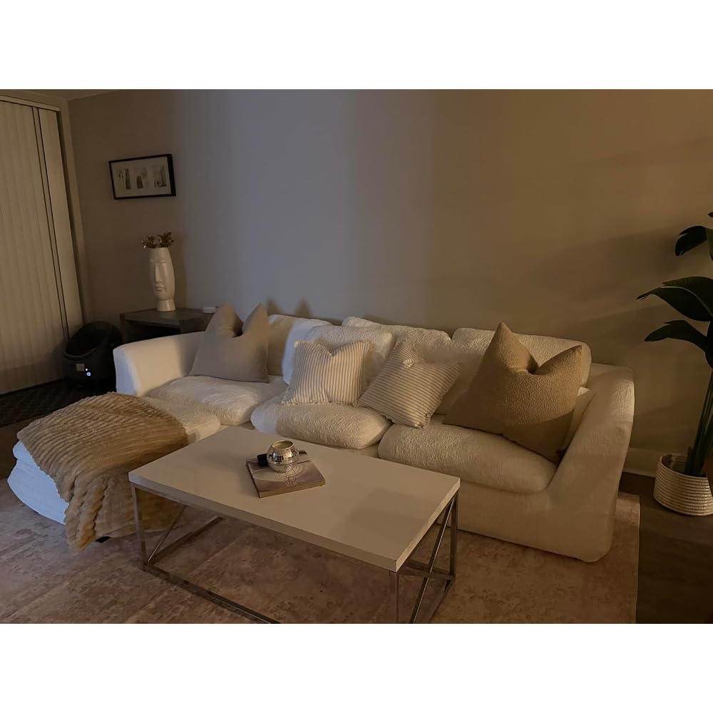 Cloud Sectional Couches, 108" L-Shape Boneless Sofa, Modular Sectional Sofa for Living Room,Freely Configurable,Deep Seating,Non-Slip Bottom, No Assembly Required(3 Seater+1 Ottoman (Black)
